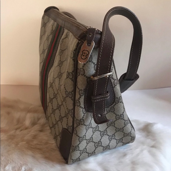 Vintage Gucci GG Supreme Striped Luggage Bag - Picture 3 of 16